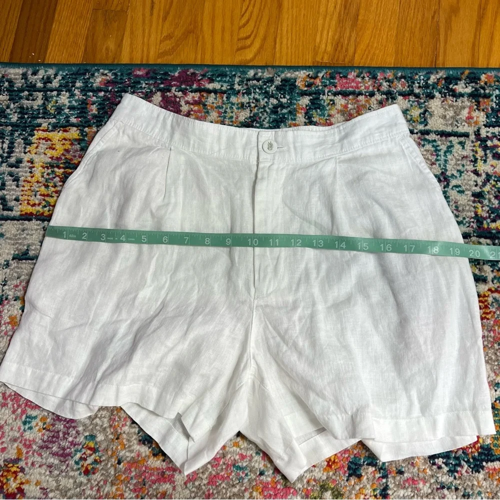 Calypso St.‎ Barth 100% Linen Shorts Embroidered Palm Leaves White Medium